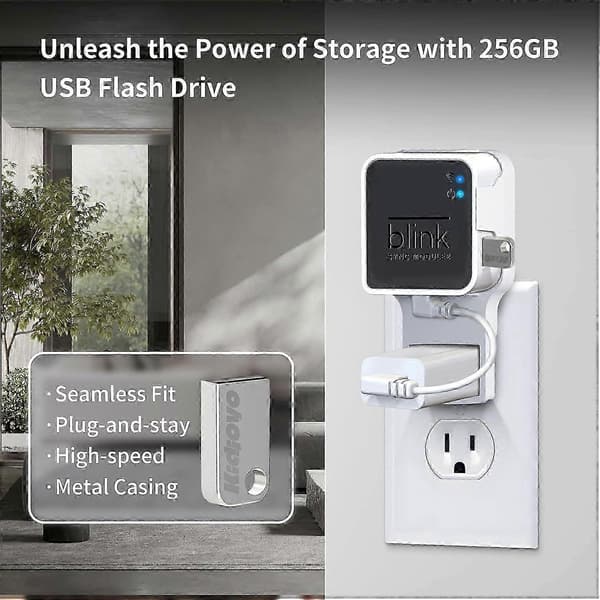 2025 Seneste Model 256GB USB Flash Drive & Vægbeslag til Blink Sync Module 2