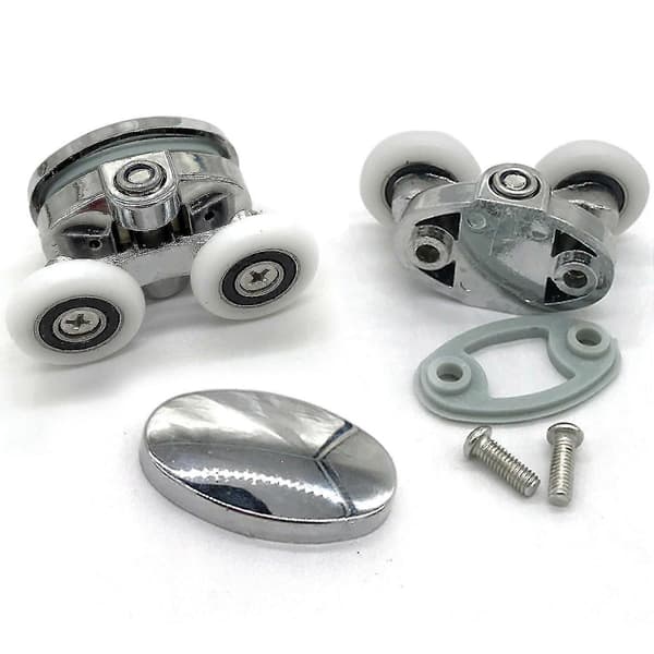 Sett med 4 dusjdørruller - To hjul - Oval - Sommerfuglformet (23mm)