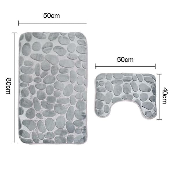 2 stk. Sklisikre Baderomsmatter Sett Pustende Baderomsteppe i Memory Foam