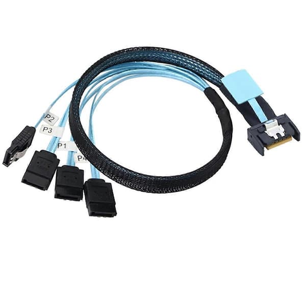 SlimSAS 8654 MCIO 4I 38pin til 4x SATA Kabel PCIE5.0 PCI-E Server 1M