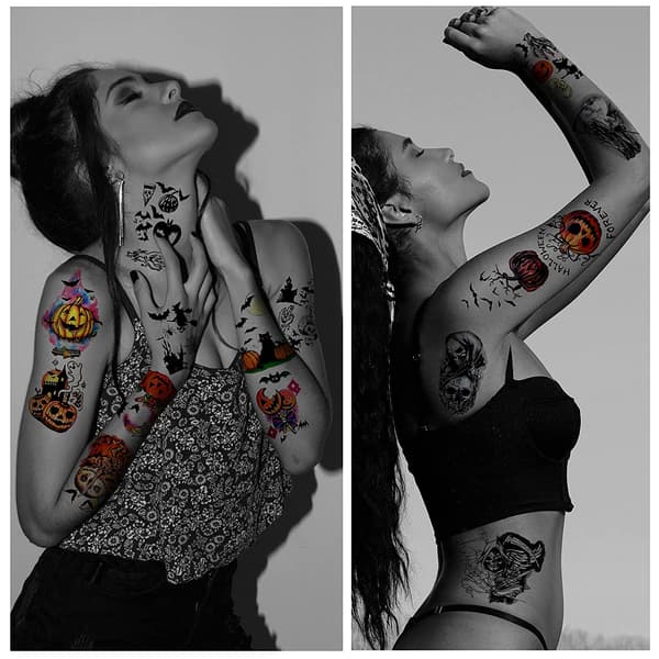 Midlertidige Halloween-tatoveringer 10 ark MultiColor