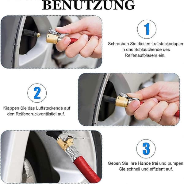 5-delt multifunktionelt ventiladaptersæt - Kompatibelt med Bosch EasyPump, biler, cykler og bolde - Schrader & Presta ventilkonverter