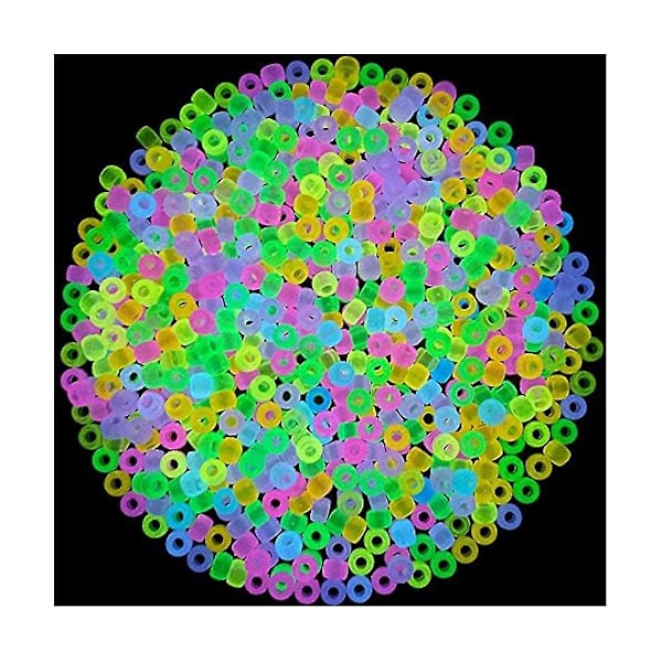 1900 stk. Selvlysende Perler Miks 9 Farger Selvlysende Perler Lysende Perler Bulk Akryl Hårperler Plastperler