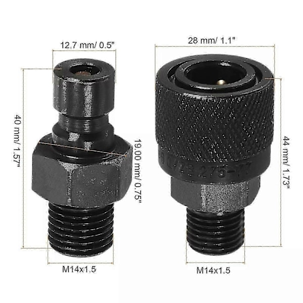 Hydraulisk Lynkobling Sæt M14x1,5mm Hanrørfitting Sort