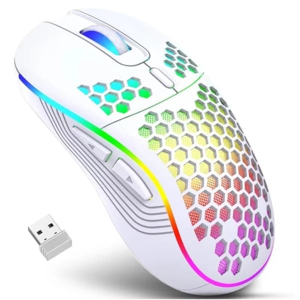 2.4G Trådløs Genopladelig Belyst Mus - Justerbar DPI, Ergonomisk Design, Kompatibel med Windows & MAC Sort