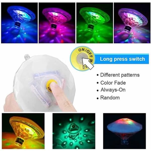Flytende LED-bassenglys, IP68 vanntett, 7 lysmoduser, ideell for baderom og spa, 1 stk