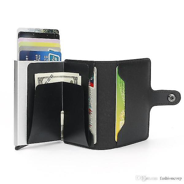 Metall aluminiumsskall anti-tyveri børste anti-magnetisk lommebok kredittkortboks automatisk pop-up visittkortboks-jbk