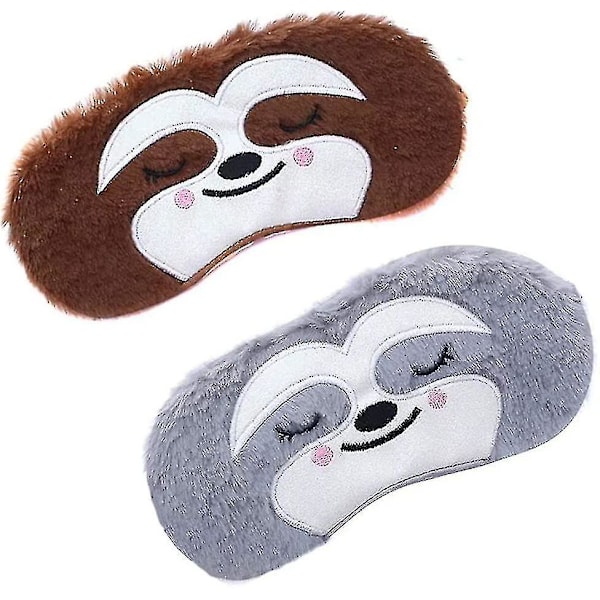 2-pack Söta Djur Sovmask för Flickor Söt Tecknad Mjuk Plysch Ögonbindel Sovmask