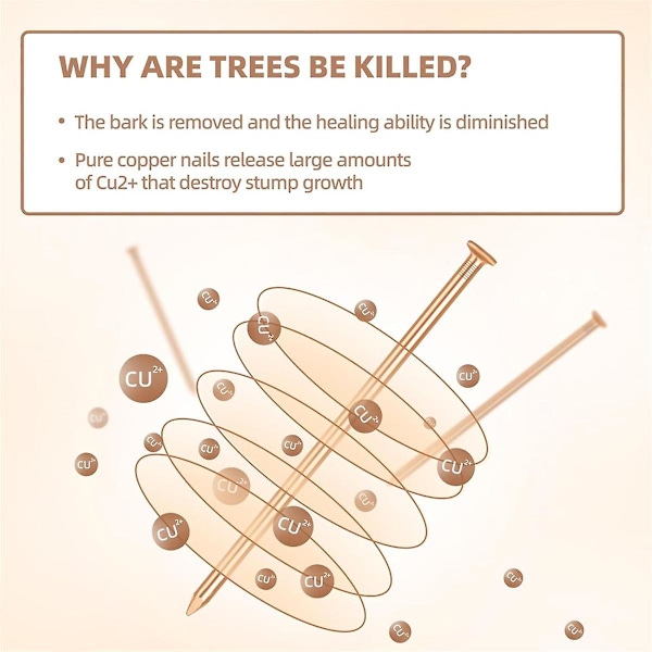 15 st kopparspikar för att döda trädstubbar och rötter, 3,14 tum långa rena kopparspikar med borr, stubbe