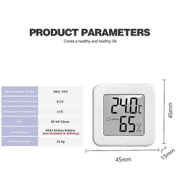 Mini Indendørs Termometer LCD Digital Temperatur Rum Hygrometer Måler Sensor Fugtighedsmåler Indendørs Termometer Temperatur