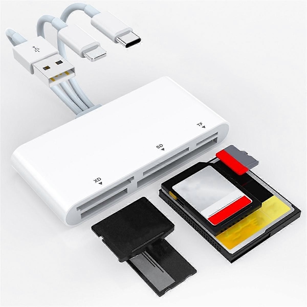 5-i-1 Minneskortsläsare USB OTG-adapter TYPE-C Kortsläsare Stöd SD TF XD MS Kort för I-Phone/