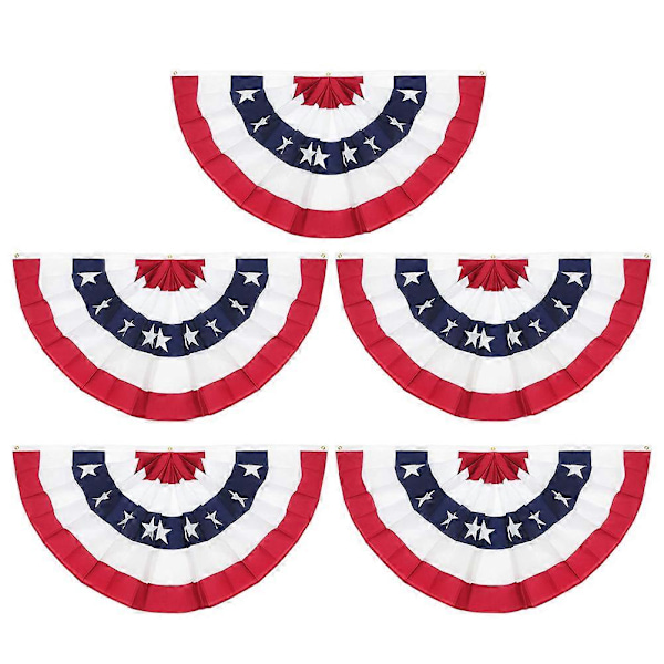 5 stk. USA Flag Banner Patriotisk Vimpel Flag Plisseret Faneflag Amerikansk Festival Dekoration