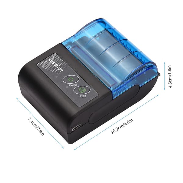 Bisofice Bærbar Mini Termisk Printer 2 tommer Trådløs USB Kvitteringsprinter med 58 mm P