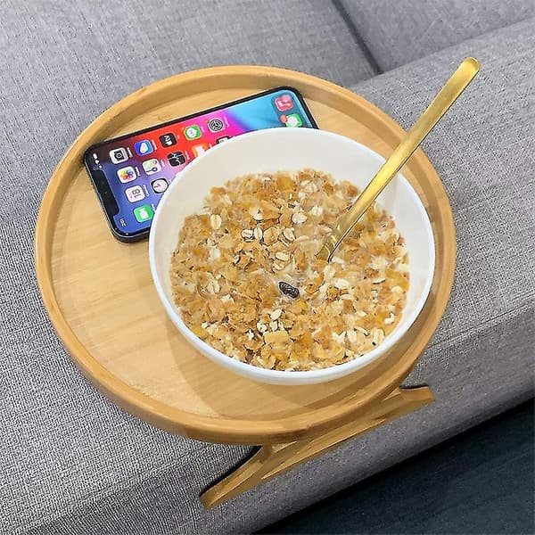 Træ Armlæns Clips-on Bord Sofa Organizer Bakke Til Kaffe Snacks Elektronik
