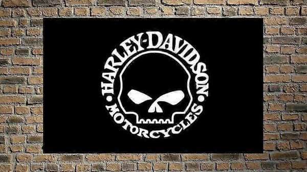 2025 Harley-Davidso<wbr/>n 3x5 FT Flag Sort Banner til Garage Værksted Mandehule Væg QQTO545
