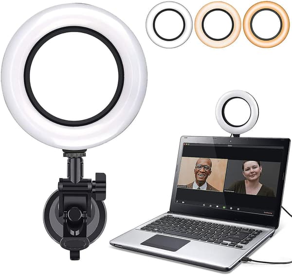 Videokonferensbelysningskit, dator/bärbar dator LED-videoljus Dimbar 6500k Rin