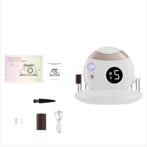 3-i-1 elektrisk negleklipper: Trim, fil og poler hvid