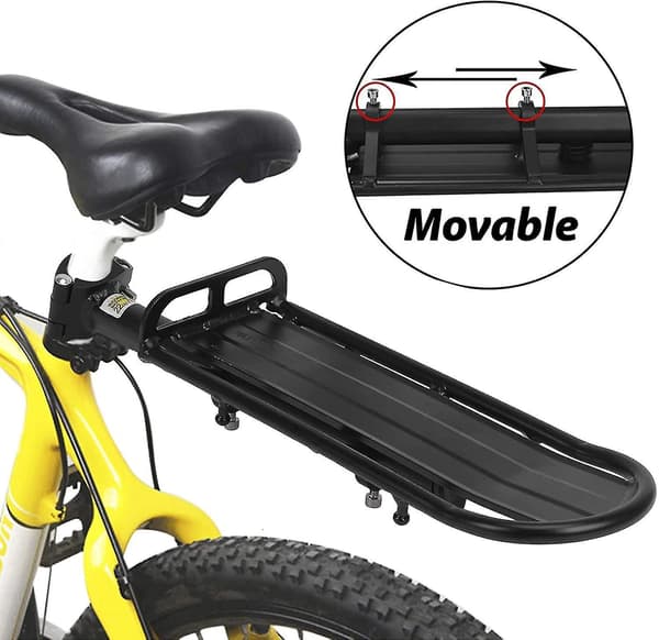 Infällbart cykelställ bak - 10 kg kapacitet, justerbart lastställ i aluminium