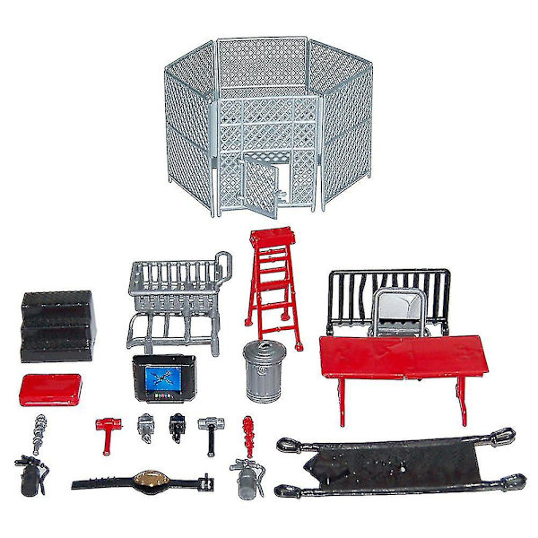 Ultimate 33-delt Wrestling Playset til Børn, WWE Wrestler Warriors Legetøj med Ring & Realistiske Tilbehør, Sjove Miniature Kampfigurer