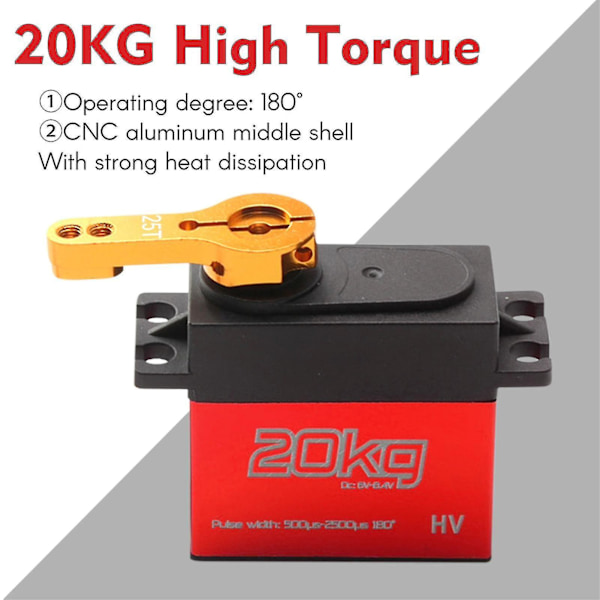 Digitaalinen Servo 20kg Suuri Vääntömomentti 4kpl 180 Ruostumattomasta Teräksestä Valmistettu Vaihteisto Servo 1/8 1/10 1/12 Mittakaavan RC Autoihin Robotti Manipulaattoriin 25t Varrella -2kpl-