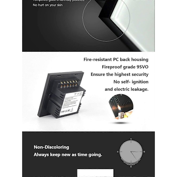 500W LED Touch Dimmer Switch Kristallpanel LED-strömbrytare Vit