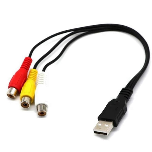 2X USB til 3RCA Kabel USB Hunn til 3 RCA Rgb Video AV Kompositt Adapter Konverter Kabel Ledning Kobling