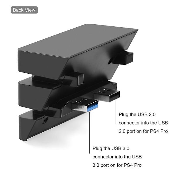 USB Hub med 5 porte - Højhastighedsudvidelsesadapter til PS4 Pro Spilkonsol 2.0 og 3.0