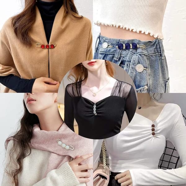 Mode Perlebrochesæt, 5 Stykker Farve, Imiterede Perlebrocher, Vestlås, Sweater Tørklædeklips