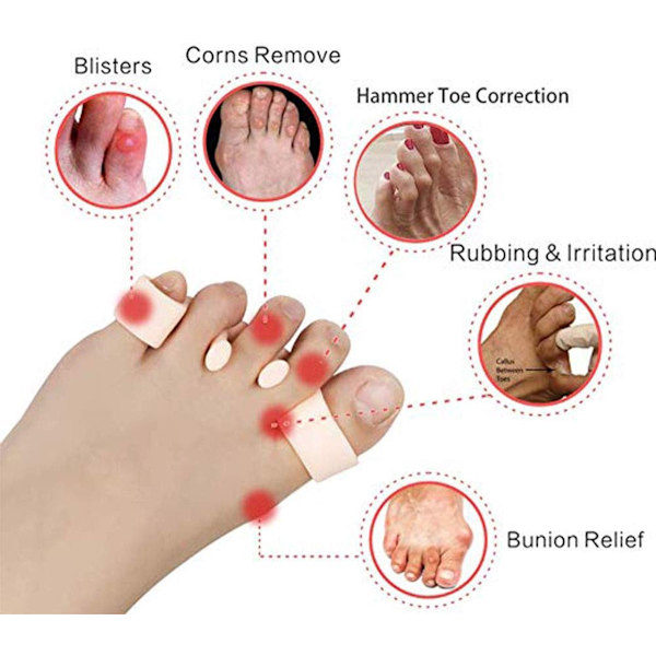 Gel tåskillere, 2 par / 4 stykker, til Hallux Valgus & hammertæer, smertelindring