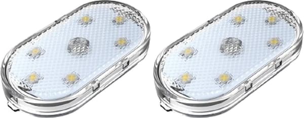 2-pak USB genopladelige 7-farvede touch LED bilinteriørlys, magnetiske læselamper til biler og hjem, klar, 5,3 x 2,7 cm 2-pack