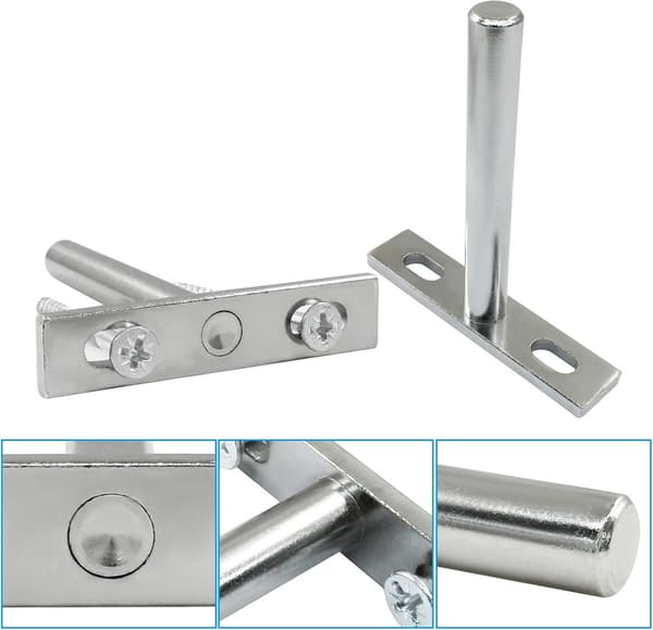 4 dolda flytande hyllkonsoler - 3 tum, stål, väggmontering - för flytande trähyllor - silver - 76 mm