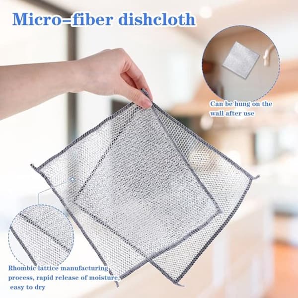 Återanvändbara Multifunktionella Silvertrådsrengöringsdukar 10-pack 20x20cm Repfria Disktrasor för Pannor Ugnar Grillar och Kök