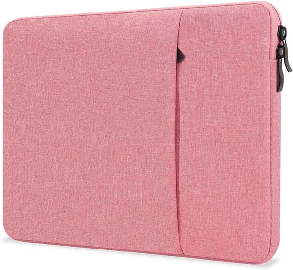 13-tums laptopfodral, vattentät polyester, mjukt mockafoder, framficka, för MacBook Air, resor och kontor, rosa