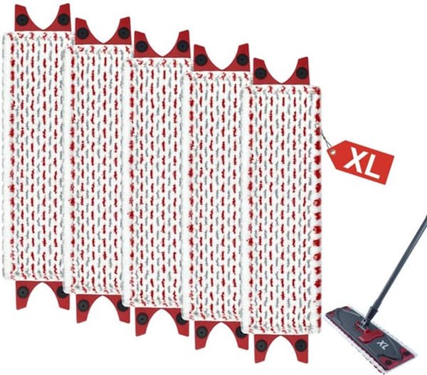 Mikrofibermoppputer, 5-pakning vaskbare erstatningstrekk kompatible med Vileda Ultramax XL, for harde gulv, 51 x 14 cm