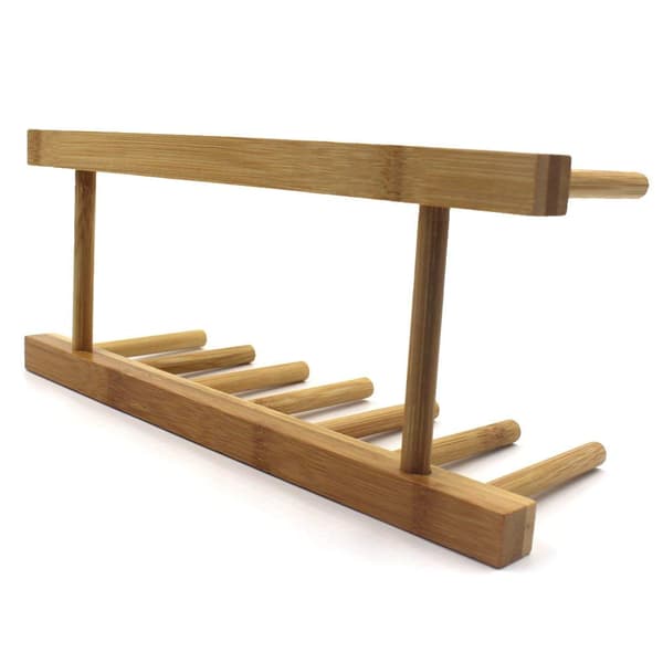 Bottle Drying Rack, Bamboo Dish Rack for Kitchen Cabinets, Sturdy Bamboo Material Plate Holder, Cutting Board Storage, Easy-to-Clean Surface (2 pcs)