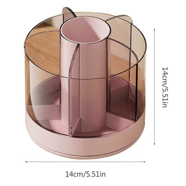 Practical Makeup Brush Holder Organizer Rotating Container with Removable Trays Storage Box for Dressing Table Pink Pink