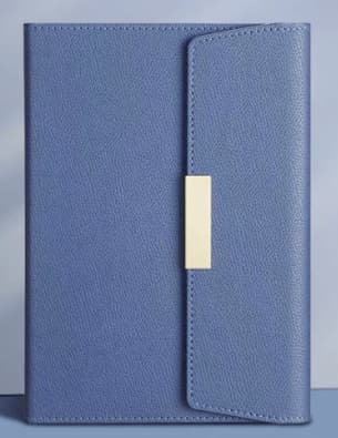 A5 Tri-fold Business Notesbog Gavesæt med Metalklemme, 200 Sider 100G Papir til Kontormøder og Firmagaver Blue casing