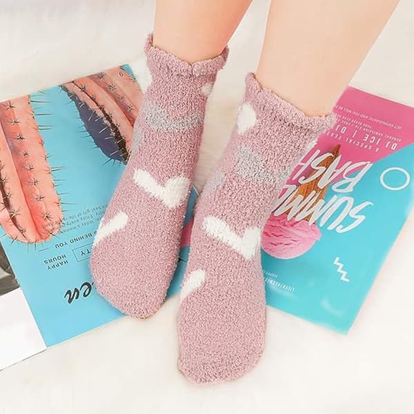 Fleece-sokker for kvinner, 3 par vinter, tykke tøffelsokker for jenter og kvinner