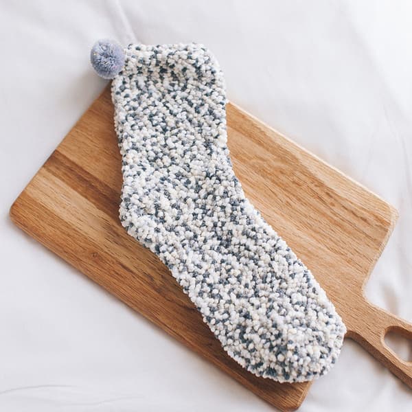 DIY Presentstrumpor för kvinnor, 3 par (grå, gul, rosa), plyschiga vintertofflor med presentförpackning