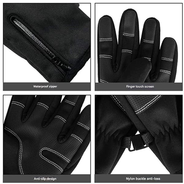 Touchscreen Vinterhandsker, Varm Nylon, Vindafvisende, Skridsikkert Greb, Unisex Til Cykling, Skiløb Og Udendørs Aktiviteter, Grå, XL