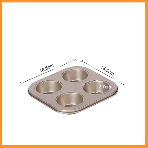Sæt med 2 store non-stick muffinforme til cupcakes, brownies, kager og buddinger - 35,5 x 26,5 x 2,7 cm - guld