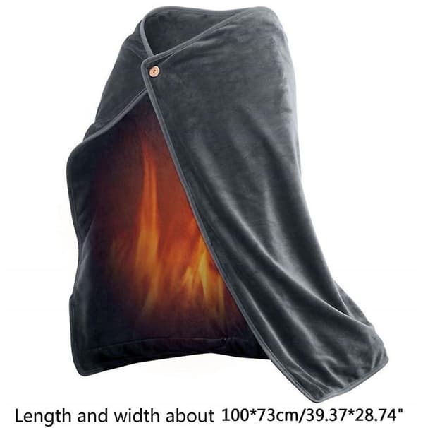 USB-varmeteppe, myk flanell, avtakbar varmeforing, maskinvaskbart, for hjem, kontor og reise, 100 x 70 cm, grå