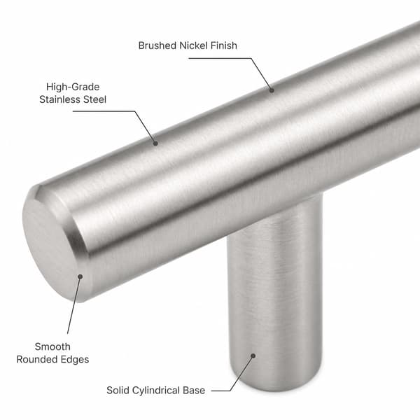 Sett med 10 skaphåndtak, børstet rustfritt stål T-bar for skap Brushed 12*128*200*35