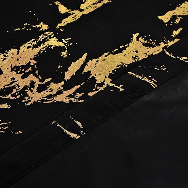 Mörkläggningsgardiner, Dubbla Lager Polyester, Ljudreducerande, Sovrum Och Vardagsrum, Svart Guld Marmor, 140 x 260 cm, 2 Paneler