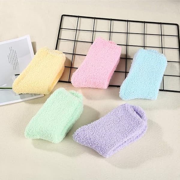 Vintervarma strumpor, 5-pack, toffelstrumpor i mikrofiber för hemmet, halkfria, julklappar