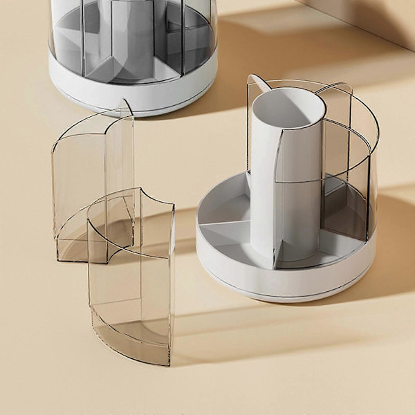 Versatile Makeup Brush Organizer Rotating Container with 6 Removable Compartments Beauty Tool Holder for Dressing Table Yellow Yellow