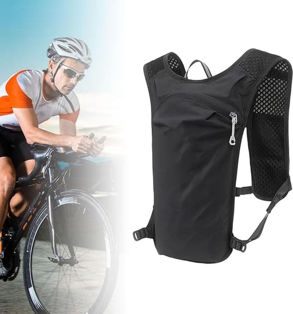 Hydration Vest Rygsæk, 142g Letvægts Nylon, Åndbart Mesh, 1.5L Blære Kompatibel, Til Trailløb, Unisex, Sort