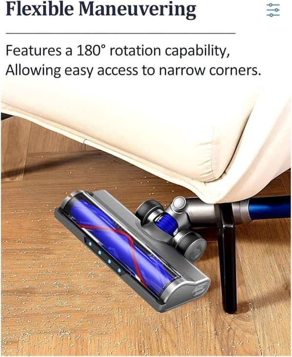 Erstatningsgulvhoved til Dyson V10/V12 Slim, LED-forlygte, V-formet børste, gummihjul til hårde gulve og lavluvede tæpper