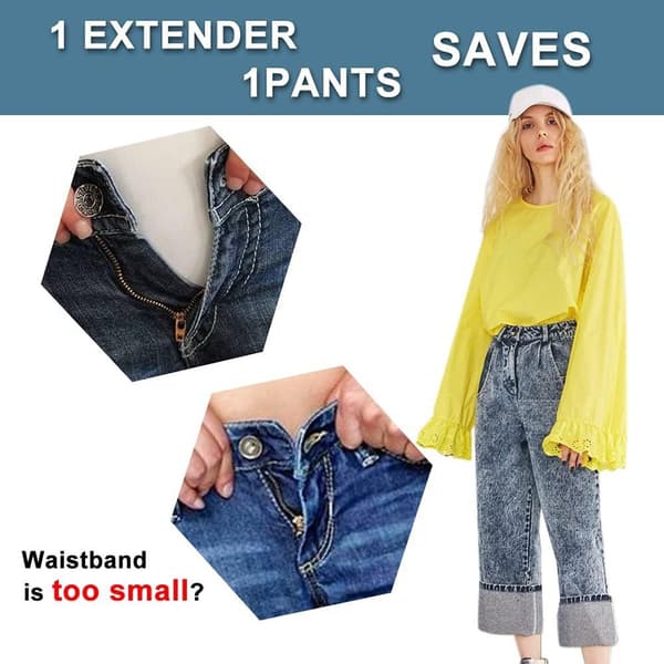 Jeans taljeforlængere, 4-pak bomuld og PVC med metalknapper og elastiske knaphuller, til graviditet, daglig brug, assorterede farver