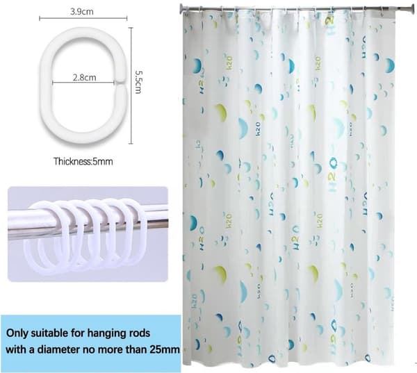PEVA Duschdraperi, Vattentätt Snabbtorkande Och Mögelresistent, 12 Ringar, För Dusch Och Badkar, Grå Chevron, 180x200 cm